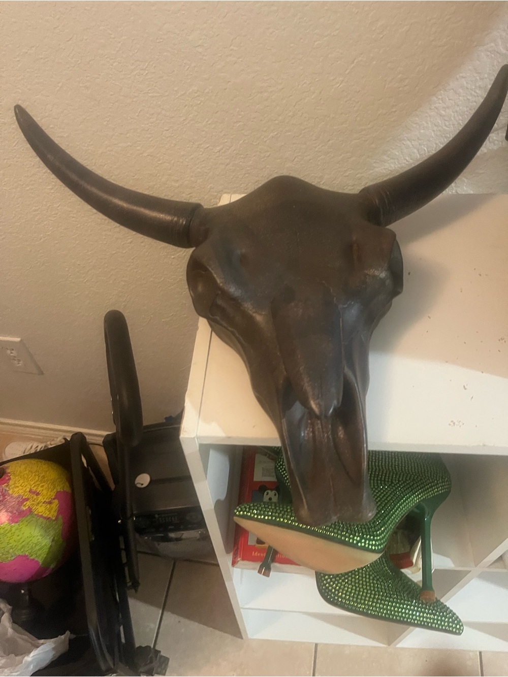 Decorative Longhorn Skull Wall Accent - Dark Brown